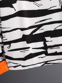 2pcs/Set Tween Boy Halloween Funny Expression Casual Set, For Halloween Party - Black and White - View 6