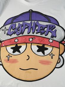 ROMWE MEN Street Life 1 件男士重磅二合一拼接长袖 T 恤，街头风格 - 白色 - 查看 5