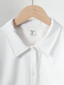 Tween Girl 休闲百搭白色长袖保暖衬里衬衫，适合秋冬季 - 白色 - 查看 3