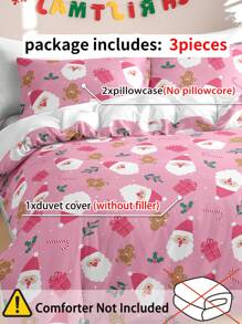 3pcs/Set Christmas Reindeer Christmas Tree Print Duvet Cover Set(1 Duvet Cover & 2 Pillowcase)Soft And Skin-Friendly Duvet Cover Bedding Set For Home, All Season Bed Sheets Set Christmas Gift - Multicolor - View 5