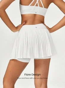 GLOWMODE FeatherFit™-Air Pleated Asymmetrical Pocket Anti-Slip Skirt With Built-In Shorts Light Support Low Impact Tennis Golf Quick Dry Moisture Wicking