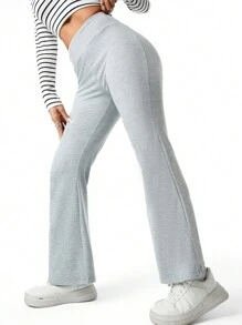 Elegante casual geribbelde, laag uitlopende broek voor tienermeisjes
