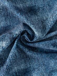 Swim Mod 女士度假牛仔效果挂脖系带性感比基尼套装两件套比基尼套装印花定位夏季海滩 - 藍色 - 查看 4