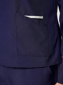 TaskEZ 对比色边饰长袖上衣和裤子护理手术服套装 - 藏蓝色 - 查看 6