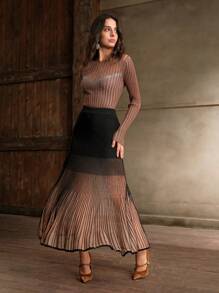 Anewsta Falda plisada de estilo ombré de punto, de cola de pez, ideal para atuendo de fiesta de moda para Año Nuevo