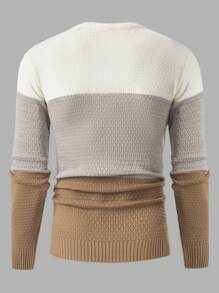 EURMUSE Men Waffle Knit Color Block Regular Sweater - Multicolor - View 2