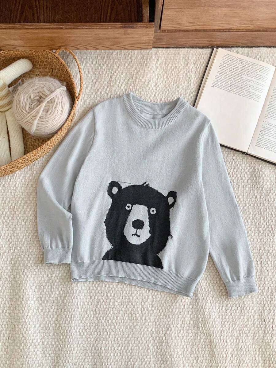 SHEIN Kleine Jungen Lässig Pullover mit Tiermuster, Herbst/Winter