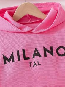 3pcs/Set Girls Casual Waffle Texture Long Sleeve Sweatshirt, Printed Tank Top And Pants Set