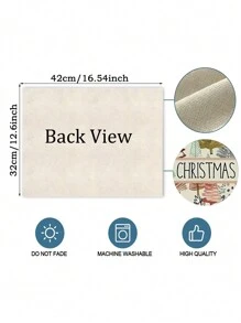雪人圣诞餐垫 4 件套，12x 18 英寸节日冬季农舍乡村餐垫圣诞亚麻餐桌垫适用于圣诞派对厨房餐厅装饰 - 彩色 - 查看 2