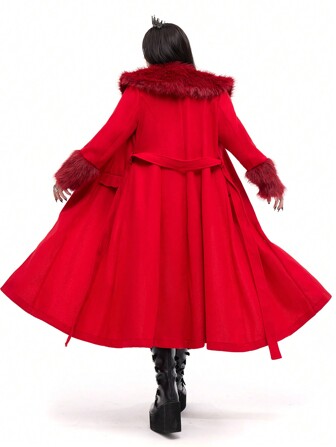 Whyspr Manteau gothique punk moelleux grande taille, hiver