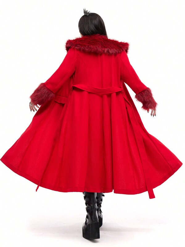 Whyspr Goth Punk Plus Size Women Gothic Punk Fluffy Coat, Winter