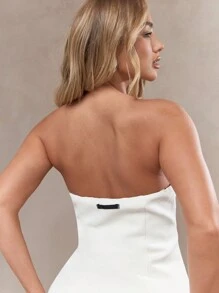 MISSGUIDED Tailored Longline Bandeau Top - Beige - View 4