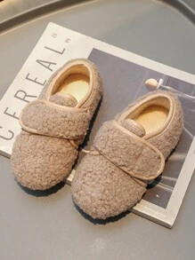 Scarpe basse imbottite in peluche per bambini e bambine, con fodera calda, stile college di moda, casual da esterno, adatte per autunno/inverno