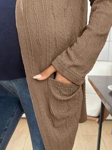 SHEIN Maternity Autumn New Fashion Work Business Casual Commuting Jacquard Fabric 2 Pockets Long-Sleeved Jacket - Brown - View 7