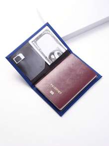 1 st 14cm*10cm Minimalistische PU leren reispaspoorthouder, tickethouder, blauw Kerstmis voor het geven van vakantiecadeaus