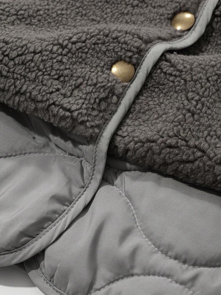 Women's Casual Shearling Patchwork Vest Jacket Women Coats