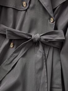 SHEIN LUNE Women's Long Gray Trench Coat For Fall/Winter - Dark Grey - View 3