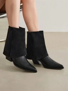 MOTF PREMIUM 女士时尚尖头高跟中筒中筒裤靴