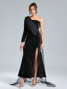 SHEIN Belle Women's Formal Christmas Party Dress (Heavily Embellished) - Black - View 7