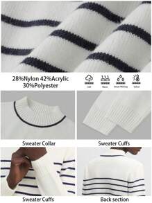 BizChic 圣诞白色条纹毛衣、时尚通勤上衣、感恩节优雅假日女装， - 彩色 - 查看 9