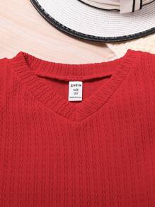 3 件套 少女白色长袖领褶皱衬衫 + 紫色针织背心 + 紫色格子迷你裙 - 紅色 - 查看 5