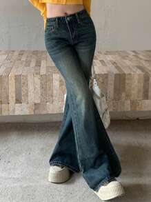 DAZY 女式低腰喇叭牛仔裤