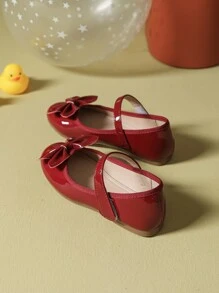 Fashionable Bow Decor Flat Shoes For Girls, Autumn/Winter - Burgundy - View 2