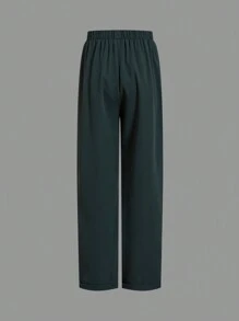 2pcs Tween Boys Casual School Style Contrast Color Collar Cardigan Vest 2 In 1 Shirt With Necktie And Straight Leg Pants Suit, Suitable For School, Garden, Beach, Birthday, Spring/Summer/Autumn/Winter Seasons - Multicolor - View 9