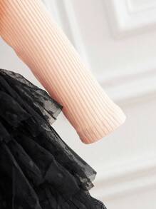 Baby Girl Ruffle Trim Mesh Hem Dress