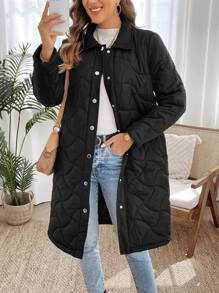 EMERY ROSE Long Warm Zip-Up Style Women Coats Winter - Black - View 1