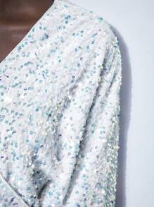 Maija Áo khoác cardigan dài tay lấp lánh buộc dây xinh xắn cho nữ, mặc dự tiệc/ngày lễ, thu/đông - trắng - Xem 3