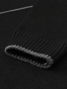 RueChic Men Stripe Detailed Crew Neck Regular Sweater - Black - View 5