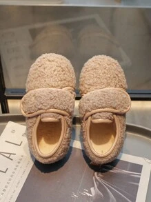 Scarpe basse imbottite in peluche per bambini e bambine, con fodera calda, stile college di moda, casual da esterno, adatte per autunno/inverno