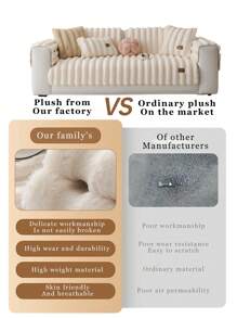 1 pieza Funda de sofá de imitación de pelo de conejo, diseño de estilo nórdico en unicolor, cojín de sofá de gran peso y grosor con diseño tridimensional de peluche de invierno, protege el sofá con antideslizante y resistente a arañazos, para sala de estar, dormitorio, estudio, de 1 a 4 plazas, y con apoyabrazos