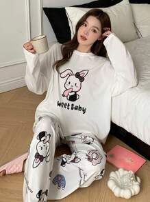 DAZY Cute Rabbit Pattern Loose Pajama Set