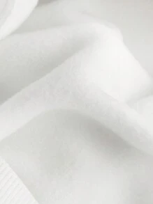 SHEIN Áo nỉ chui đầu dệt kim màu trắng ngắn tay dài ngắn in hình xe hơi & đồ họa cổ điển phong cách đường phố thường ngày cho bé gái tuổi teen - trắng - Xem 4