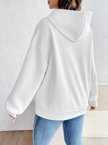 SHEIN Maternity Casual Letter Print Pocket Hoodie Sweatshirt, For Winter