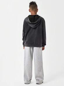 SHEIN Teenage Boys' Graphic Hooded Zip-Up Sweatshirt