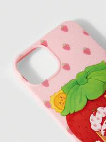 Strawberry Shortcake | ROMWE 1 pieza Lindo estuche de teléfono rosa con estampado de fresa y figura - Multicolor - Ver 3