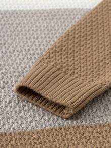 EURMUSE Men Waffle Knit Color Block Regular Sweater - Multicolor - View 5