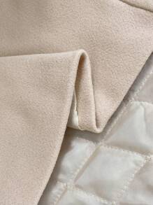 RosyDaze 加厚双排扣纯色大翻领系扣大衣 - 杏色 - 查看 8