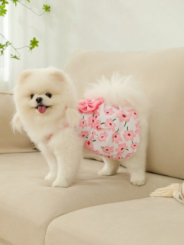 1 pieza Falda con lazo rosa para mascotas en primavera/verano para gatos y perros pequeños y medianos, regalo navideño