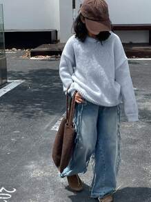 DAZY Tween Girl Crew Neck Sweater, Fall Clothing,Back To School Clothes - Blue - View 6