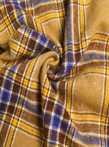 INAWLY 女士大码休闲宽松格子衬衫，秋季 - 黃色 - 查看 3