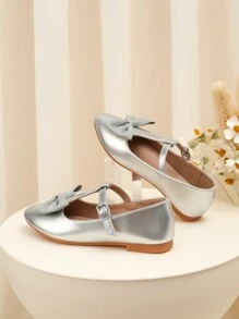 Zapatos casuales planos de estilo académico a juego para niños y padres, fashionables para fiestas y vacaciones, para otoño/invierno - Plateado - Ver 6