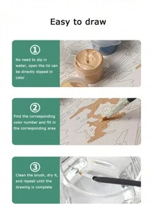 1 件套花卉数字油画套装，适合成人初学者，海边的雏菊，20 宽 x 20 长或 30 宽 x 30 长帆布画，绘画油画，配有 2 支画笔，丙烯颜料花卉和风景，DIY 绘画用于家庭墙壁装饰圣诞节，可作为节日礼物 - 彩色 - 查看 3