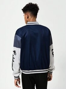 青少年男孩毛绒星星图案复古潮流长袖开衫夹克 - 藍色 - 查看 2