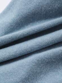 DAZY Soft Knit Solid Color Belted Loose Long Sleeve Robe Pajama - Blue - View 9