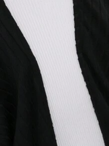 Tween Girls Black Ribbed O-Neck Casual Home Wear Jacket, Autumn - Black - View 5