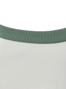 2 Peças Conjunto de Camiseta Regata Bicolor e Mini Saia Feminino, Design Único, Estilo Minimalista, Adequado para Passeios Casuais